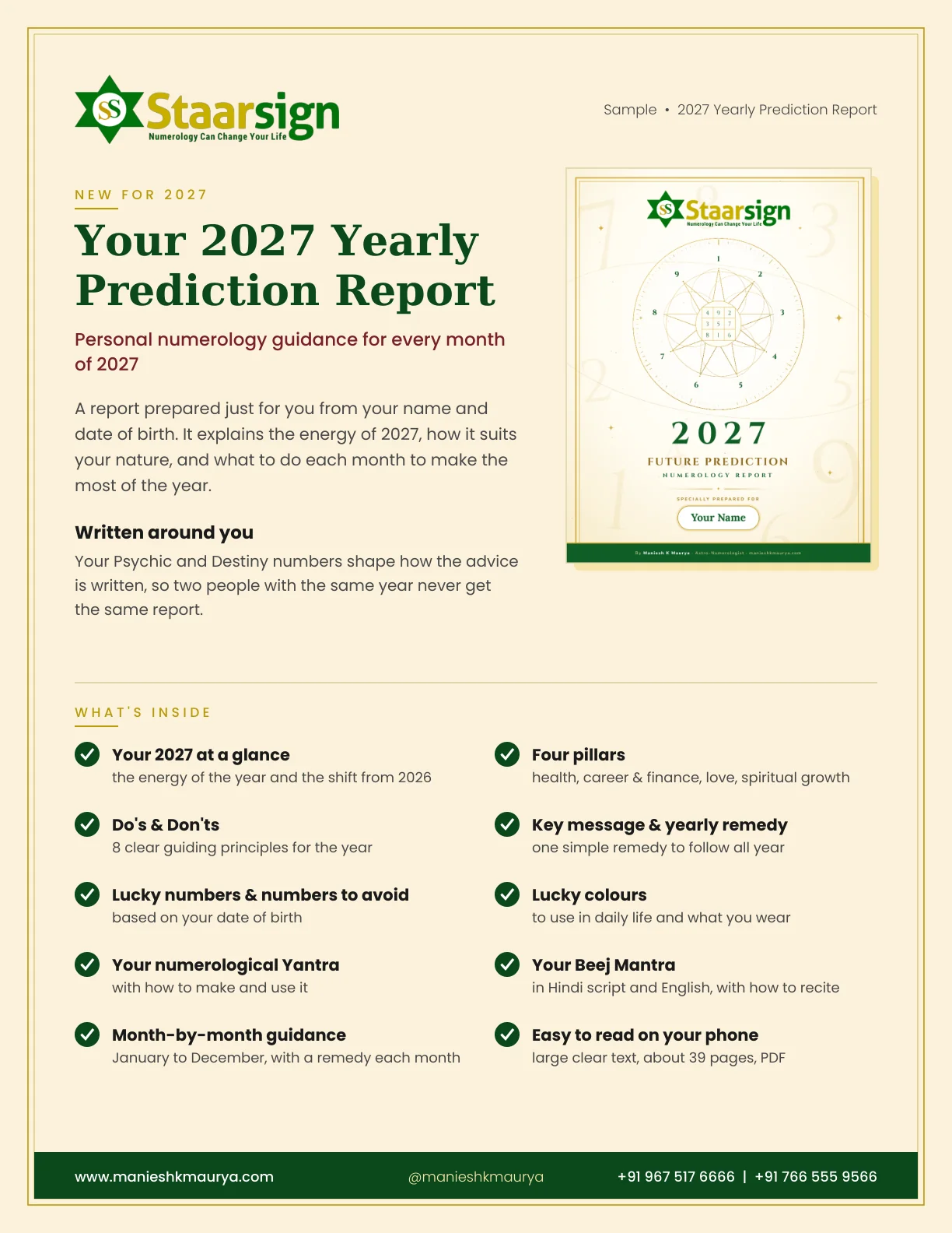 Sample report page 1: Your 2027 Yearly Prediction Report and what's inside